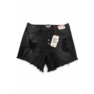Celebrity Pink The Honey Mid Rise Frayed Hem Black Denim Shorts Size 16 NWT